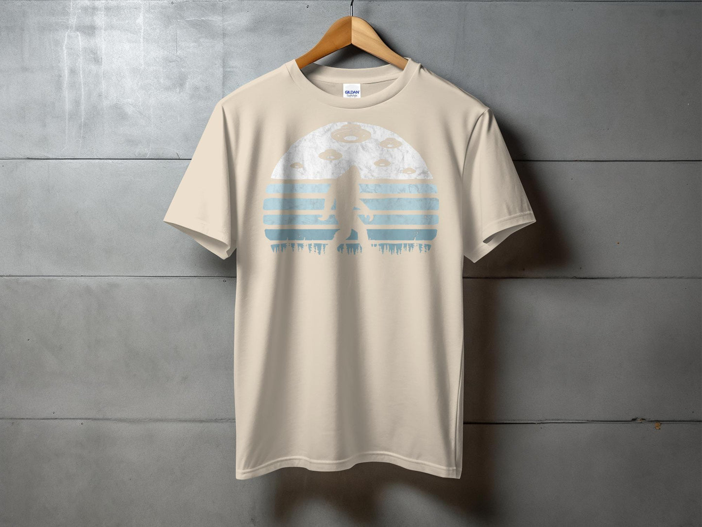 Bigfoot and UFOs Retro Style Graphic T-Shirt