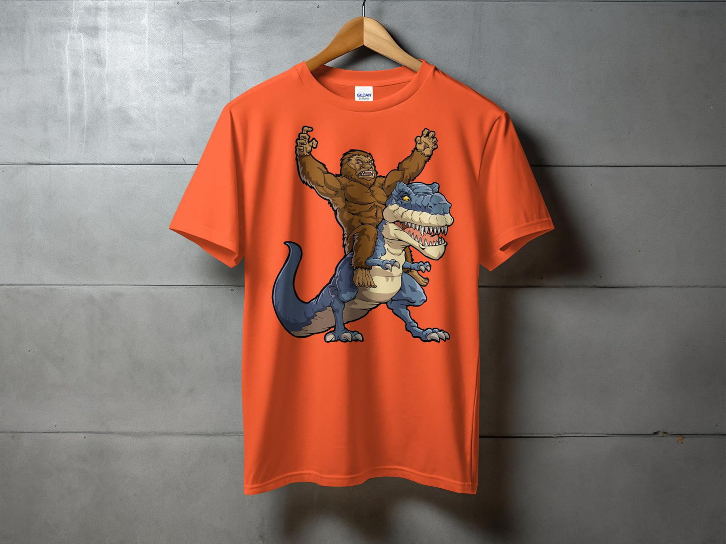 Bigfoot Riding Dinosaur Graphic T-Shirt