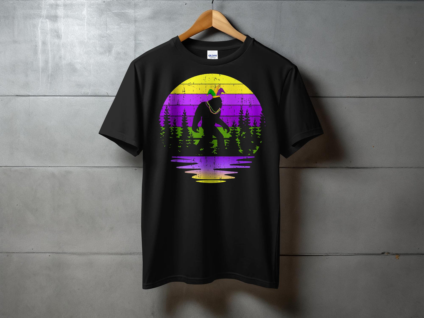 Bigfoot Mardi Gras Festival Themed Graphic T-Shirt