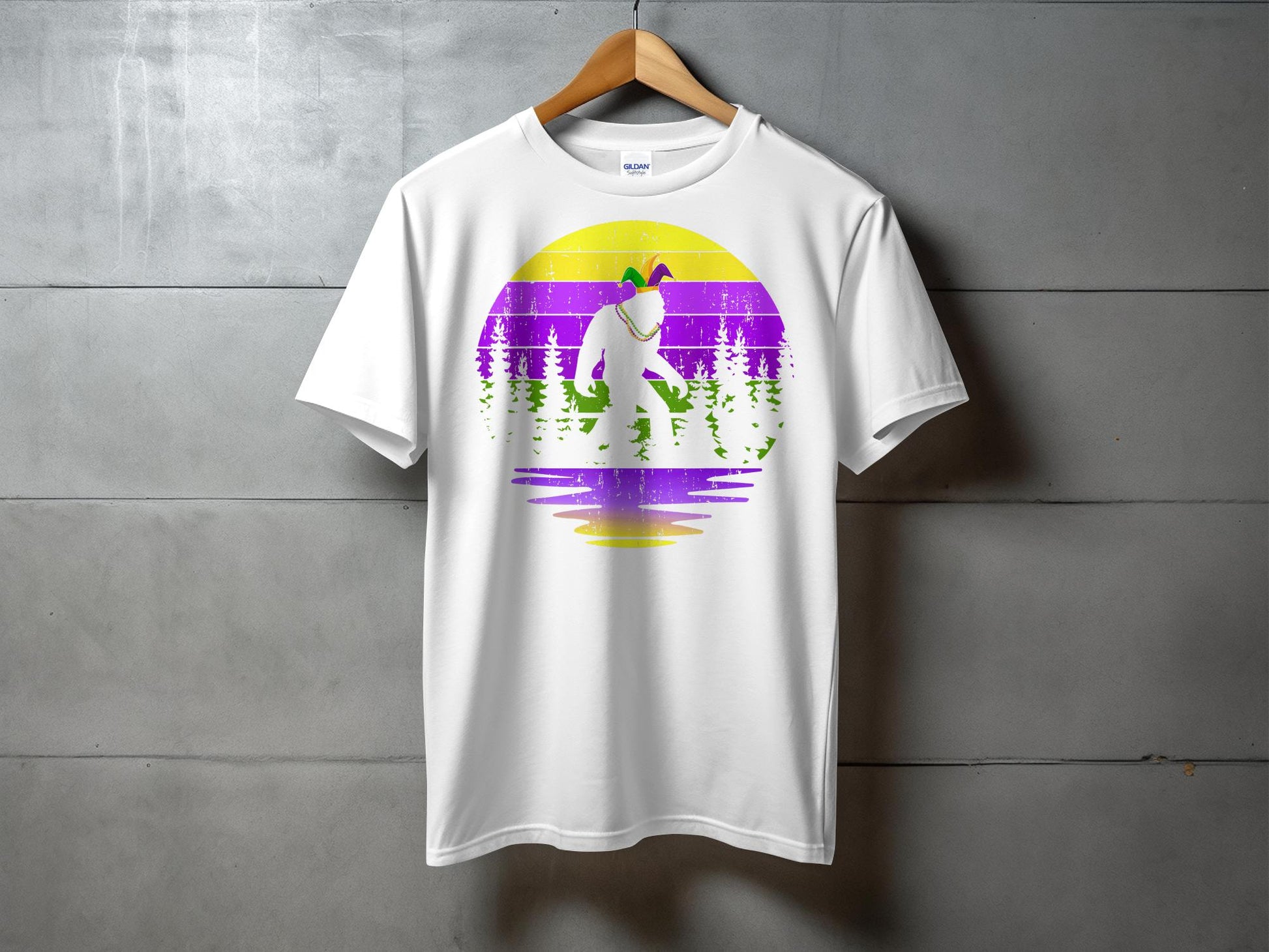 Bigfoot Mardi Gras Festival Themed Graphic T-Shirt