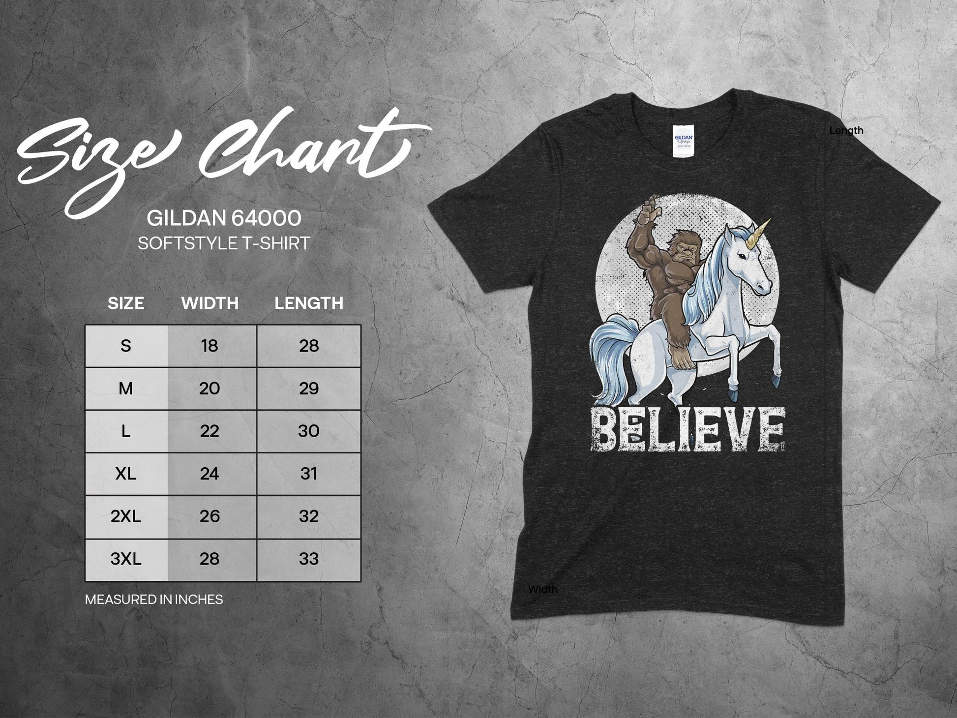 Bigfoot Riding Unicorn Believe Graphic T-Shirt