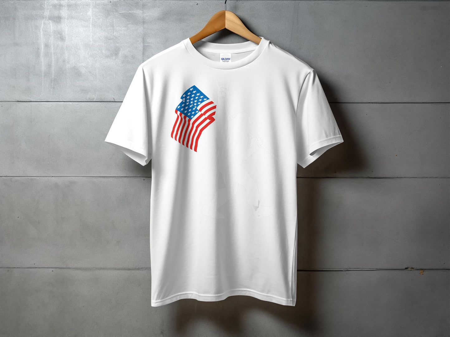 Bigfoot Holding USA Flag Patriotic Graphic T-Shirt