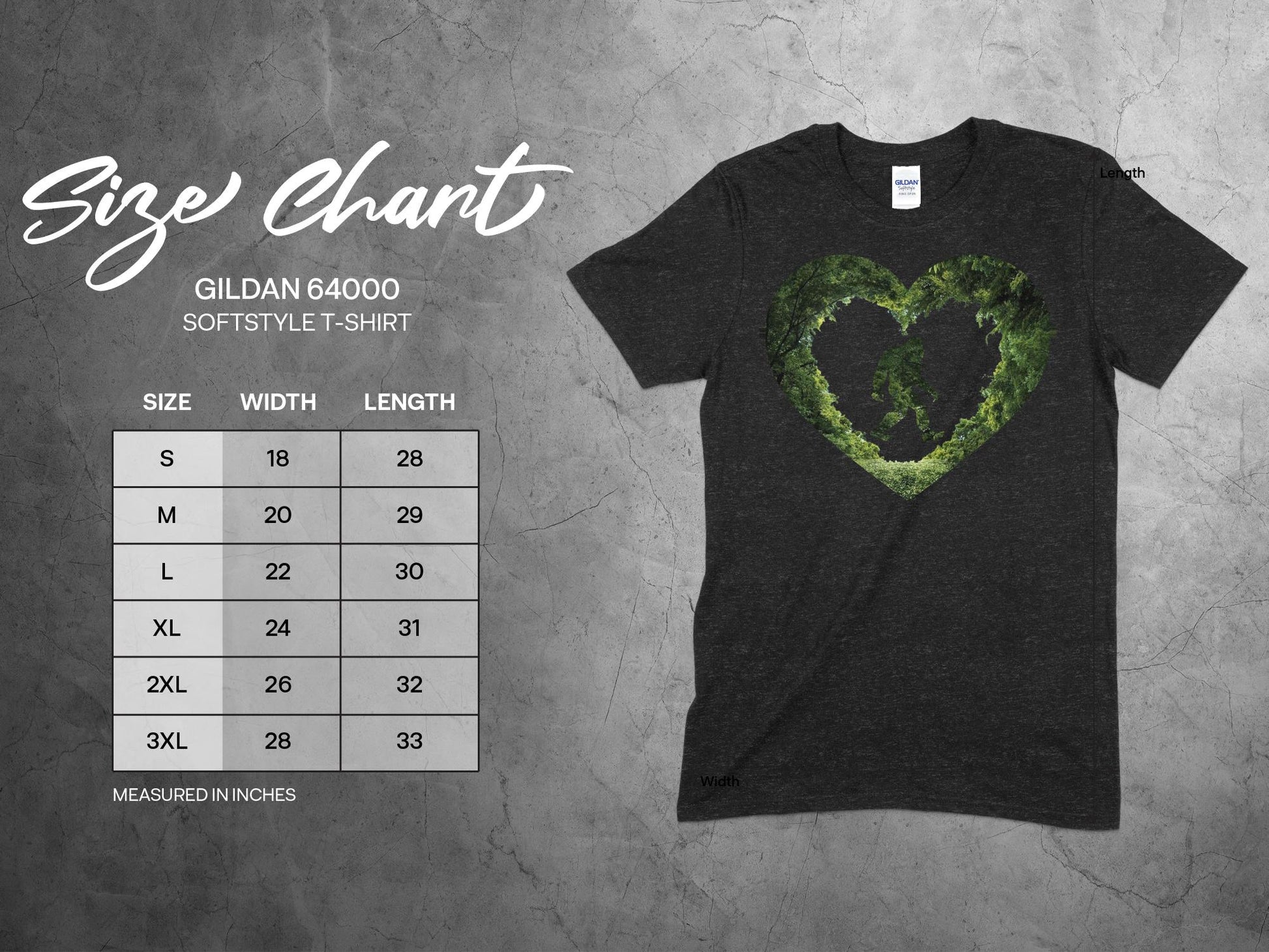 Unique Bigfoot Forest Heart Shape Graphic T-Shirt