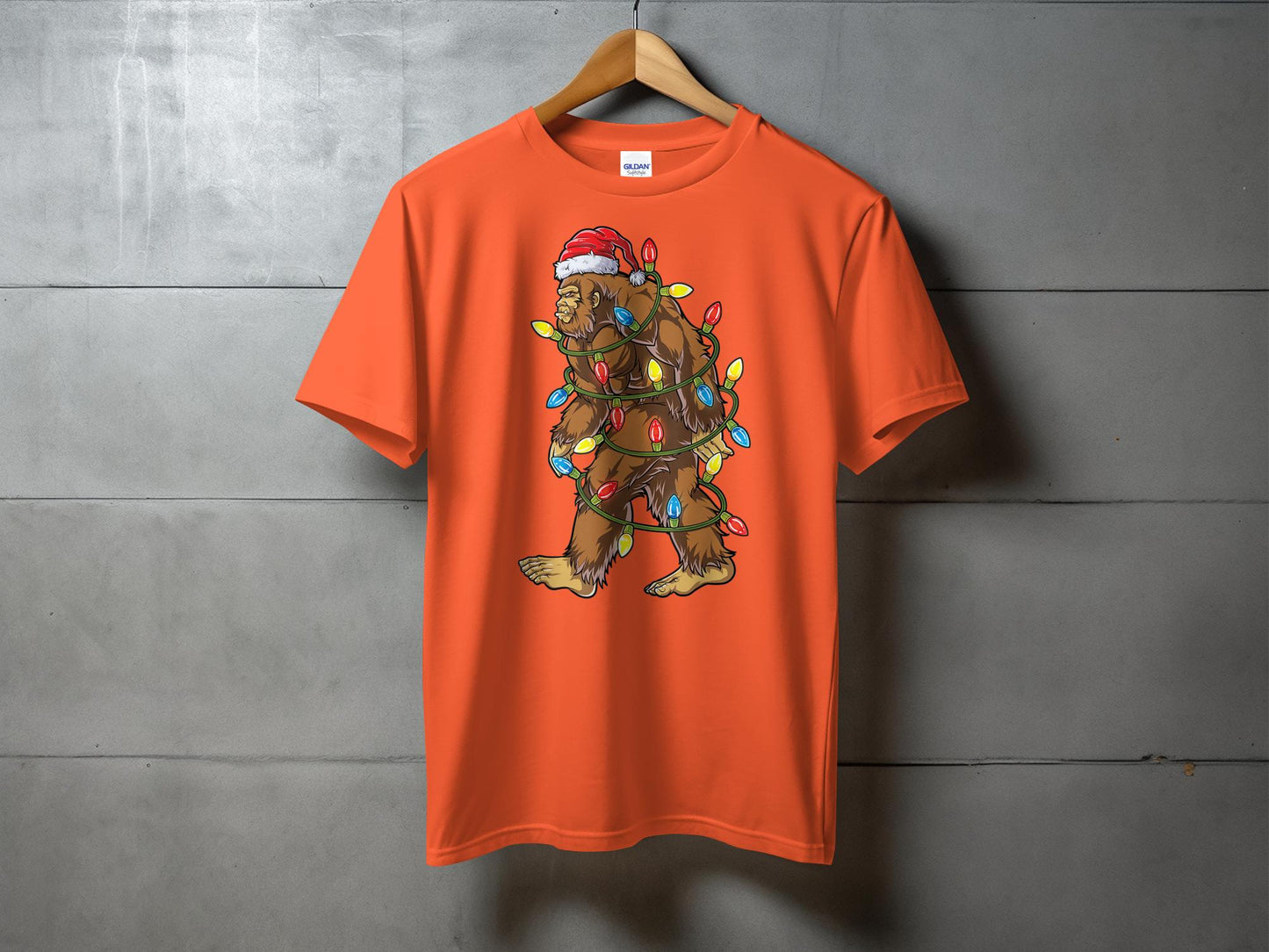 Bigfoot Wrapped in Christmas Lights Novelty T-Shirt