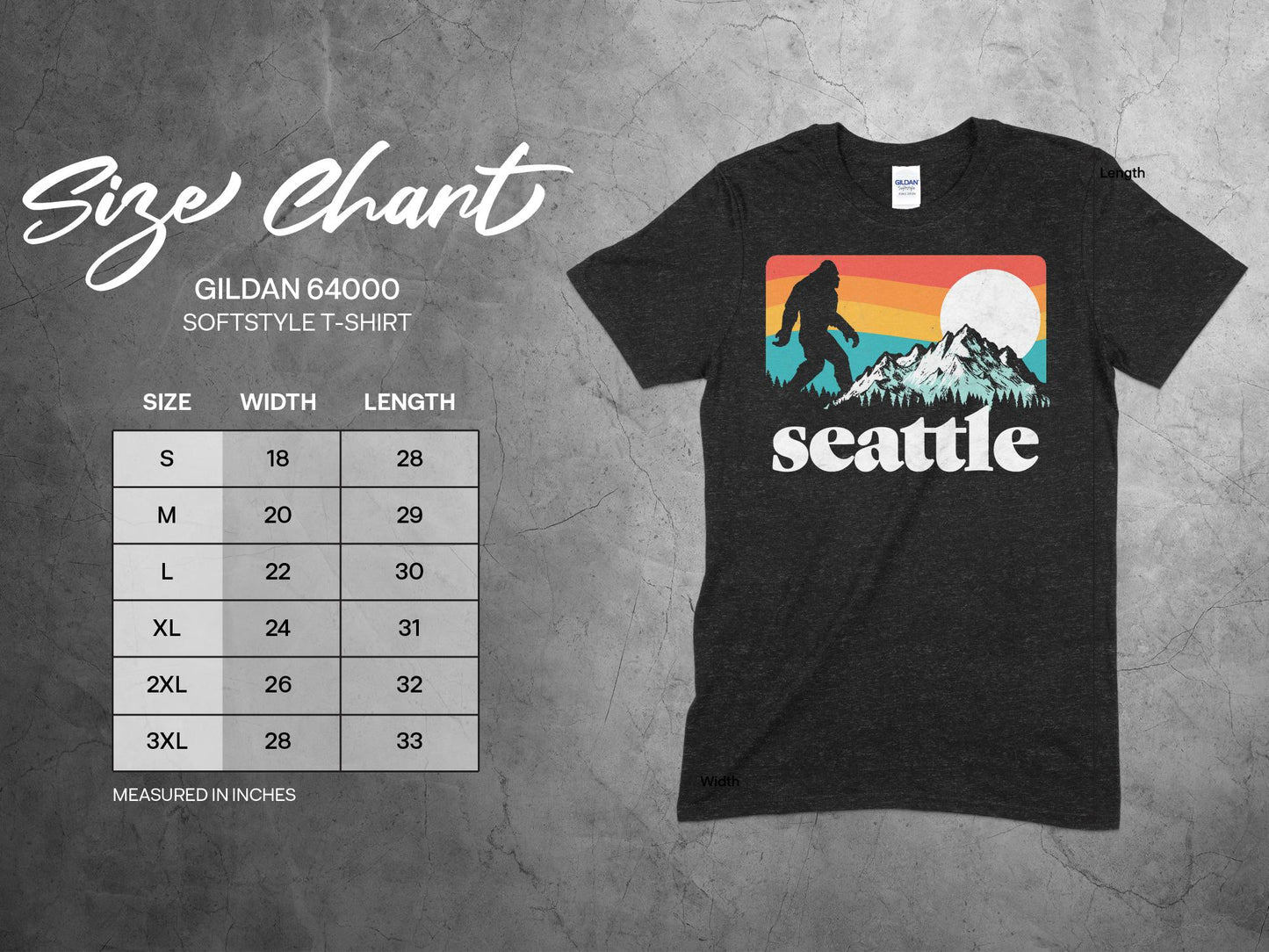 Bigfoot Seattle T-Shirt, Retro Sunset Graphic Tee, Pacific Northwest Bigfoot Shirt, Mountain Sasquatch Shirt, Vintage Seattle T-Shirt