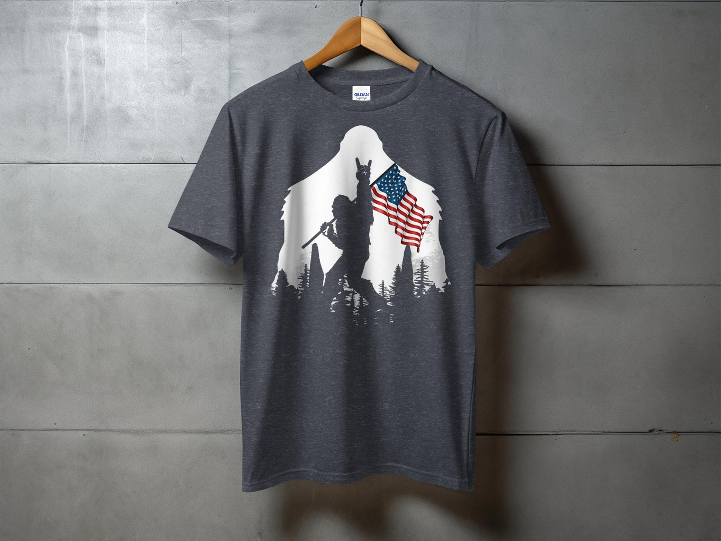 Patriotic Soldier with American Flag Graphic T-Shirt