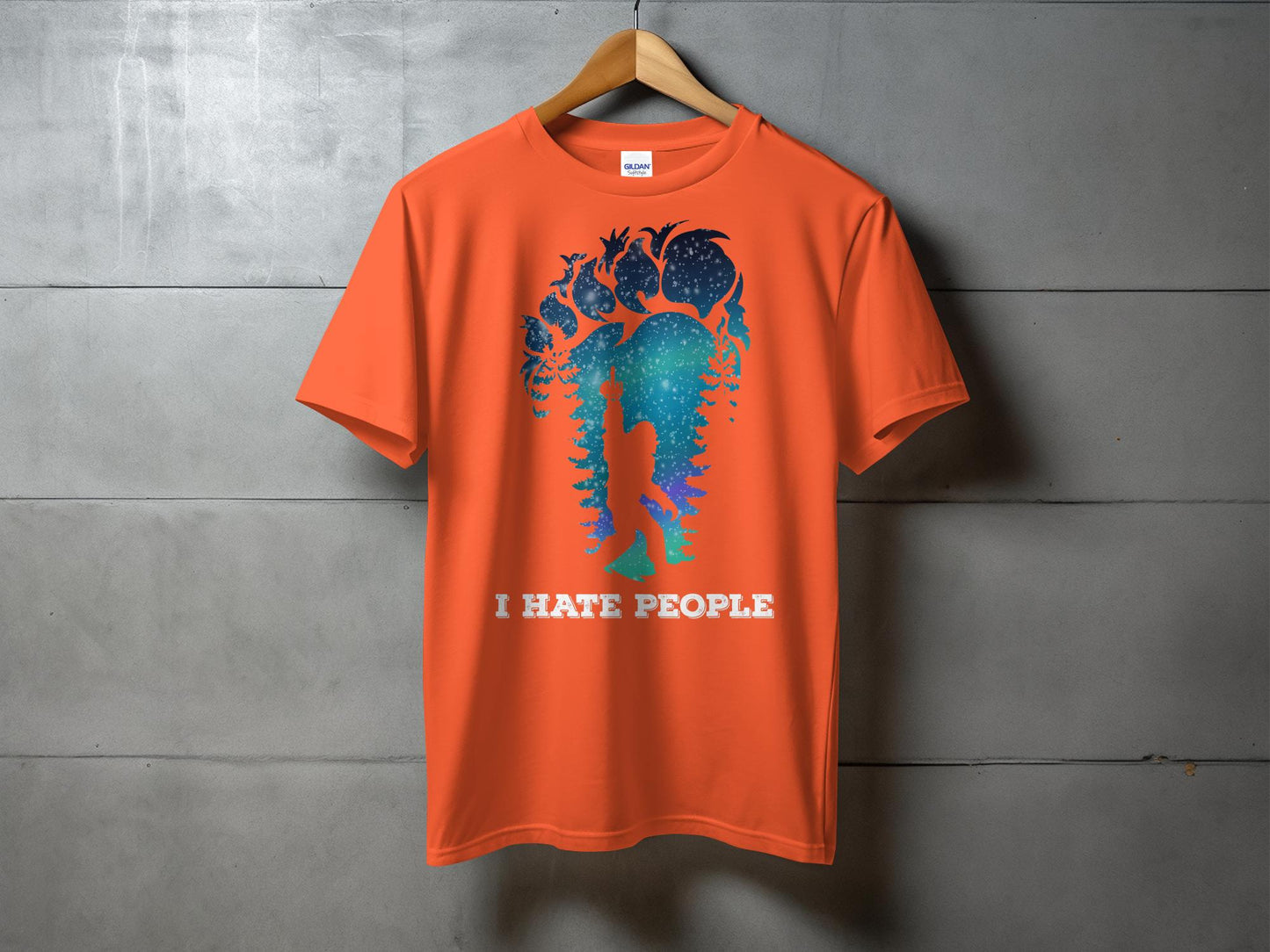 I Hate People Sasquatch Forest Galaxy Print T-Shirt