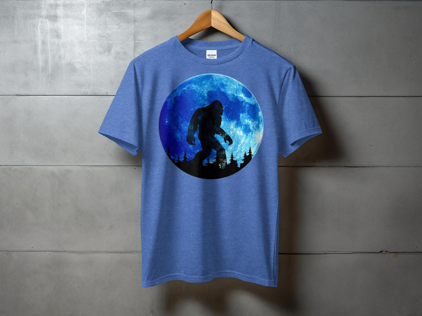 Bigfoot Silhouette Walking Against Full Moon T-Shirt