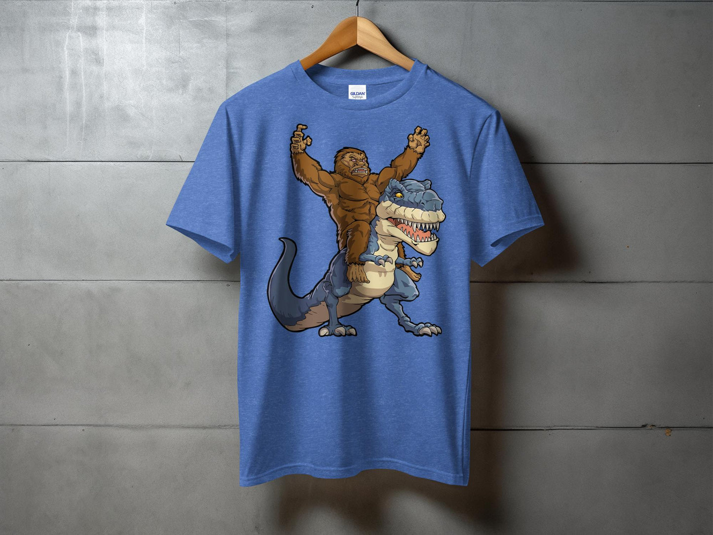 Bigfoot Riding Dinosaur Graphic T-Shirt