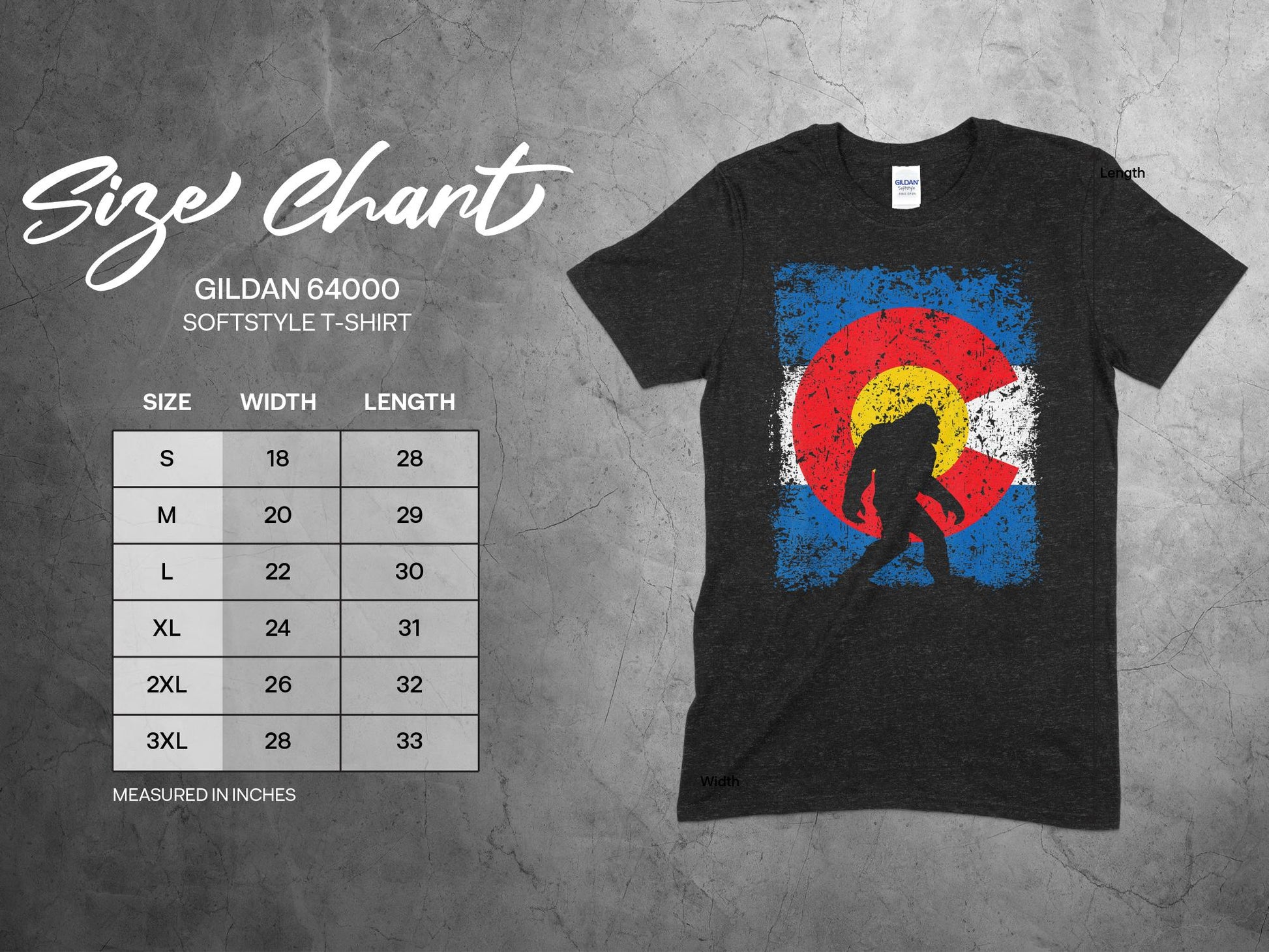 Bigfoot Colorado Flag Rustic Design T-Shirt