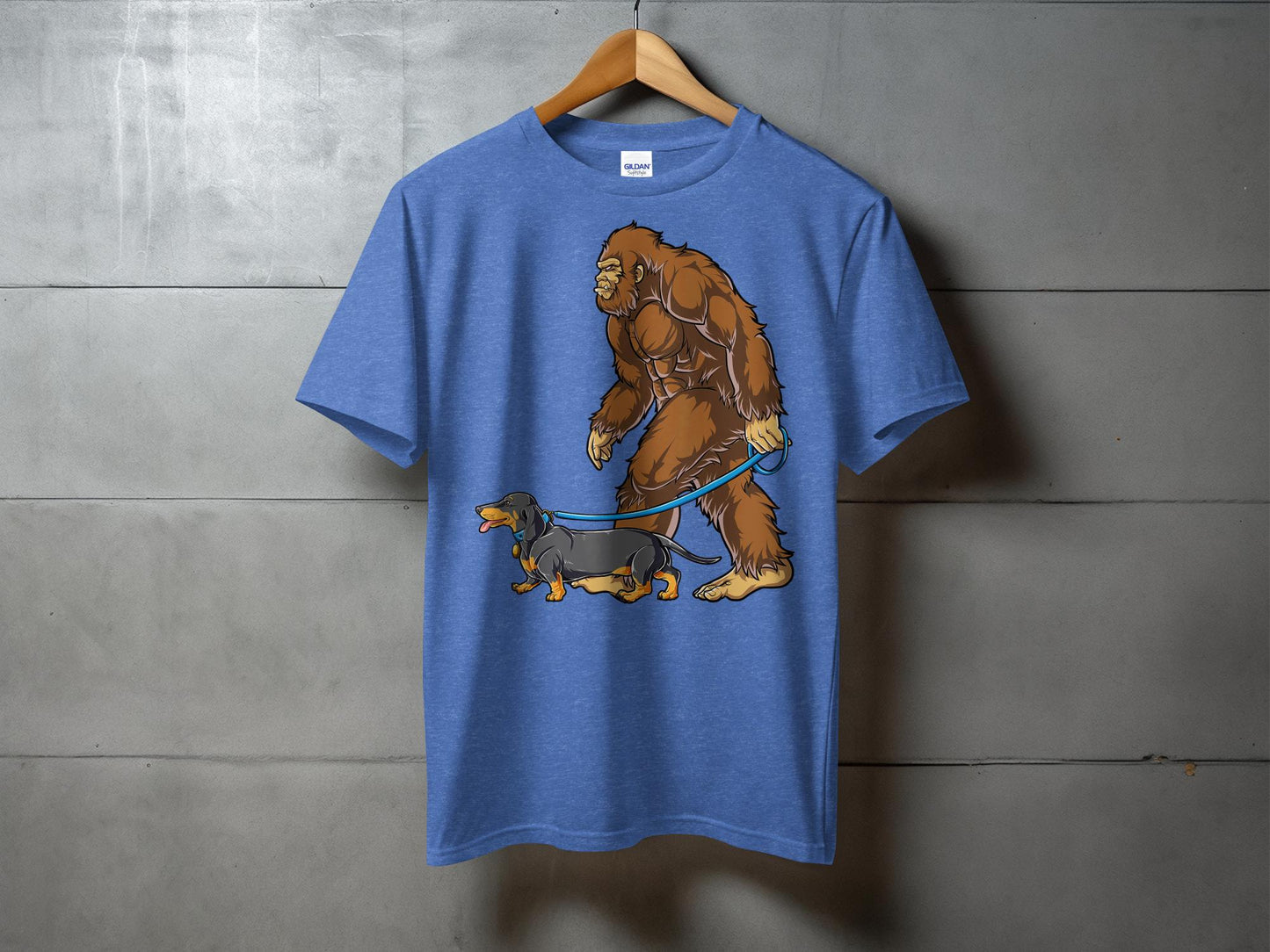 Bigfoot Walking Cute Dachshund Funny Graphic T-Shirt