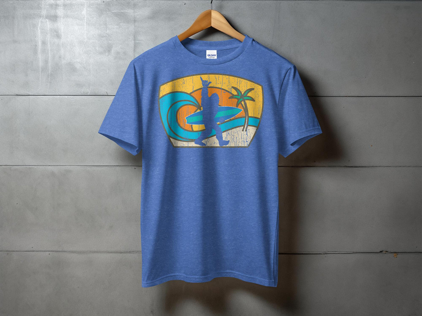 Vintage Surfing Sasquatch Retro Beach Graphic T-Shirt