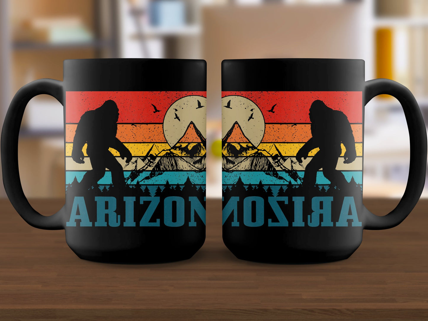 Bigfoot Coffee Mug with Retro Arizona Design, Perfect for Nature Lovers and Bigfoot Enthusiasts