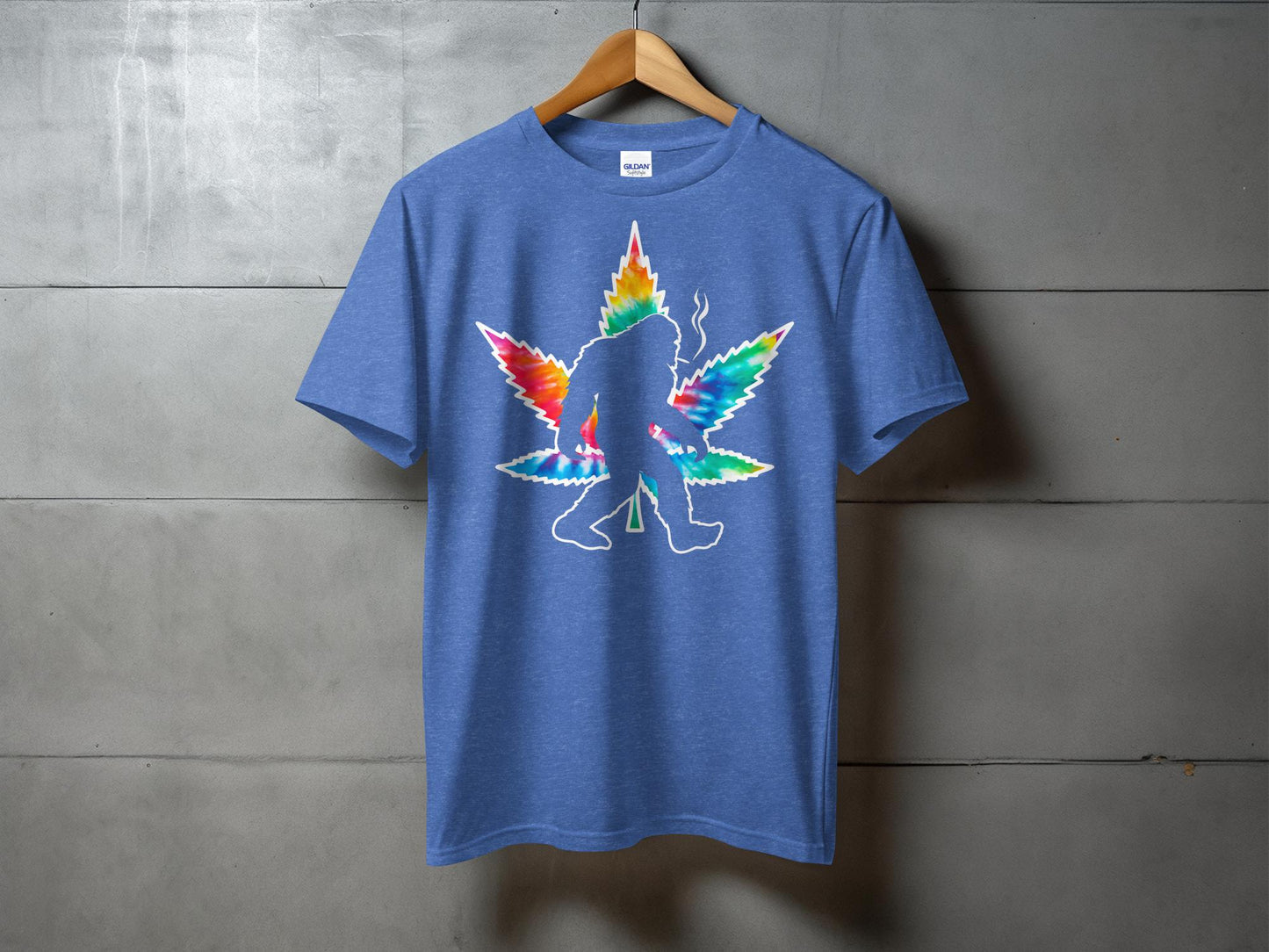 Bigfoot Silhouette with Colorful Leaf T-Shirt