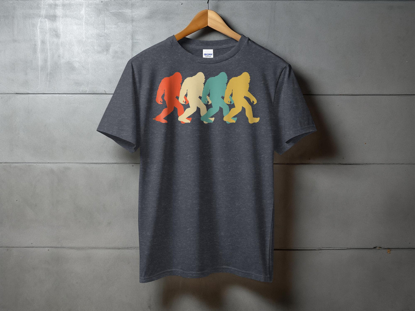 Bigfoot Colorful Silhouettes Design Graphic T-Shirt