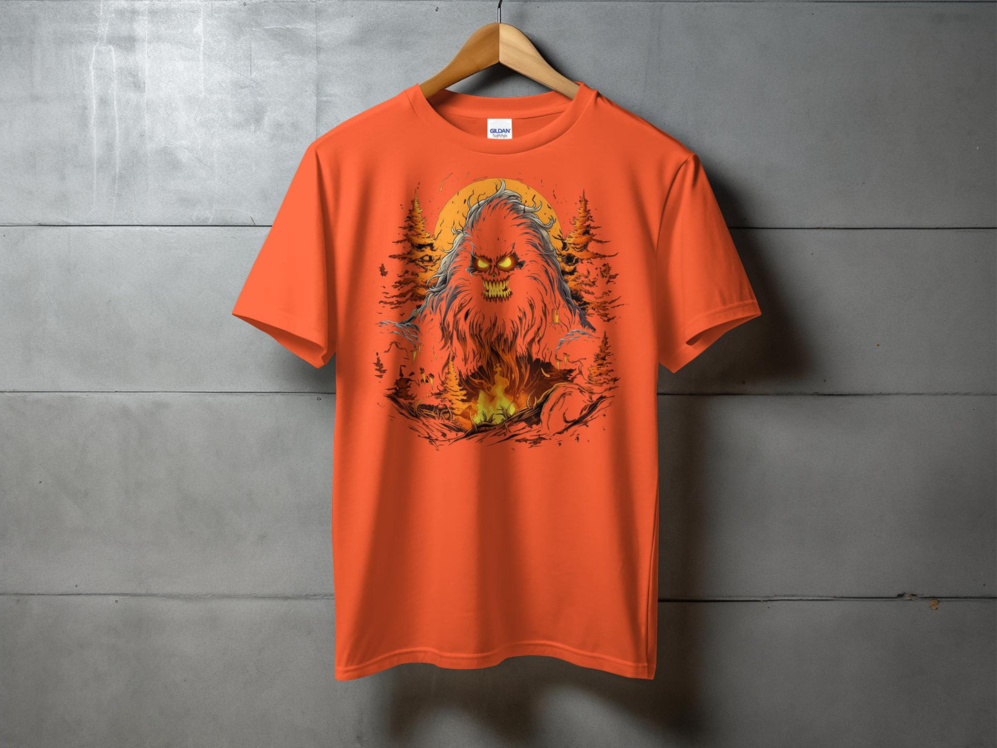 Bigfoot T-Shirt, Bigfoot Graphic Tee, Scary Bigfoot Shirt, Yeti Monster T-Shirt, Horror Style Bigfoot Top, Campfire Yeti Tee, Halloween