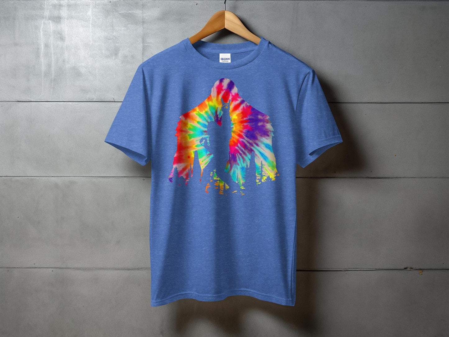 Vibrant Tie-Dye Bigfoot with Peace Gesture T-Shirt