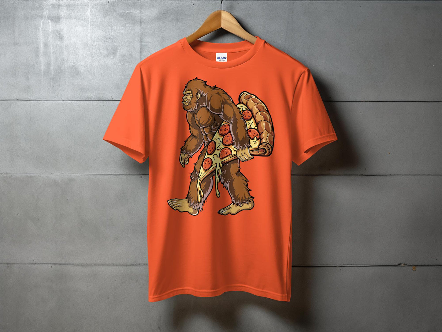 Bigfoot with Pizza Slice Fun Graphic T-Shirt