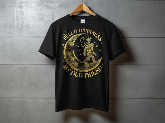 Hello Darkness My Old Friend Moon and Sasquatch T-Shirt