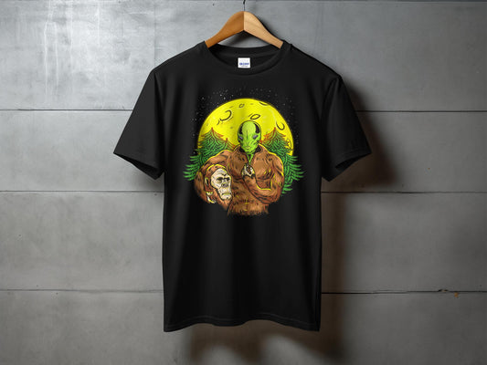 Alien Bigfoot Moon Shirt