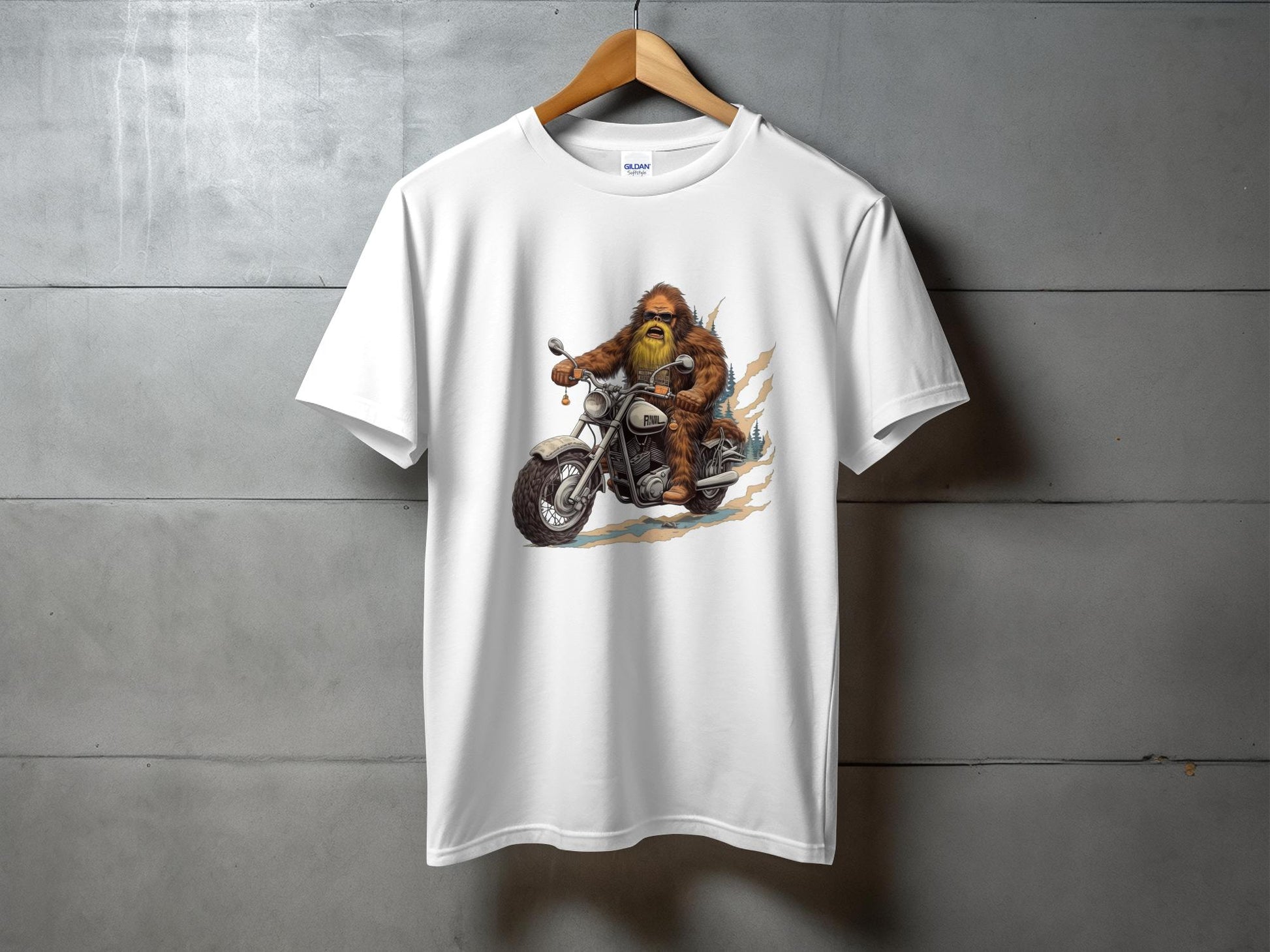 Bigfoot Riding Motorcycle T-Shirt, Funny Sasquatch Biker Tee, Unique Bigfoot Graphic Tee, Cool Bigfoot Shirt, Cryptid Lovers Gift