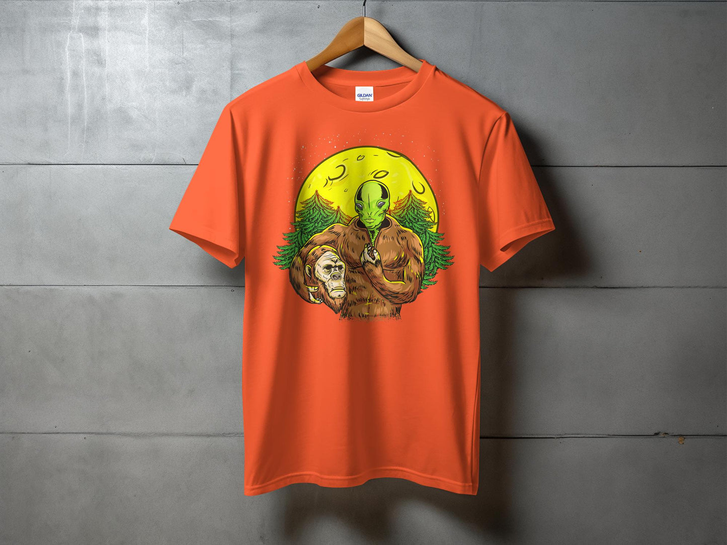 Alien Bigfoot Moon Shirt