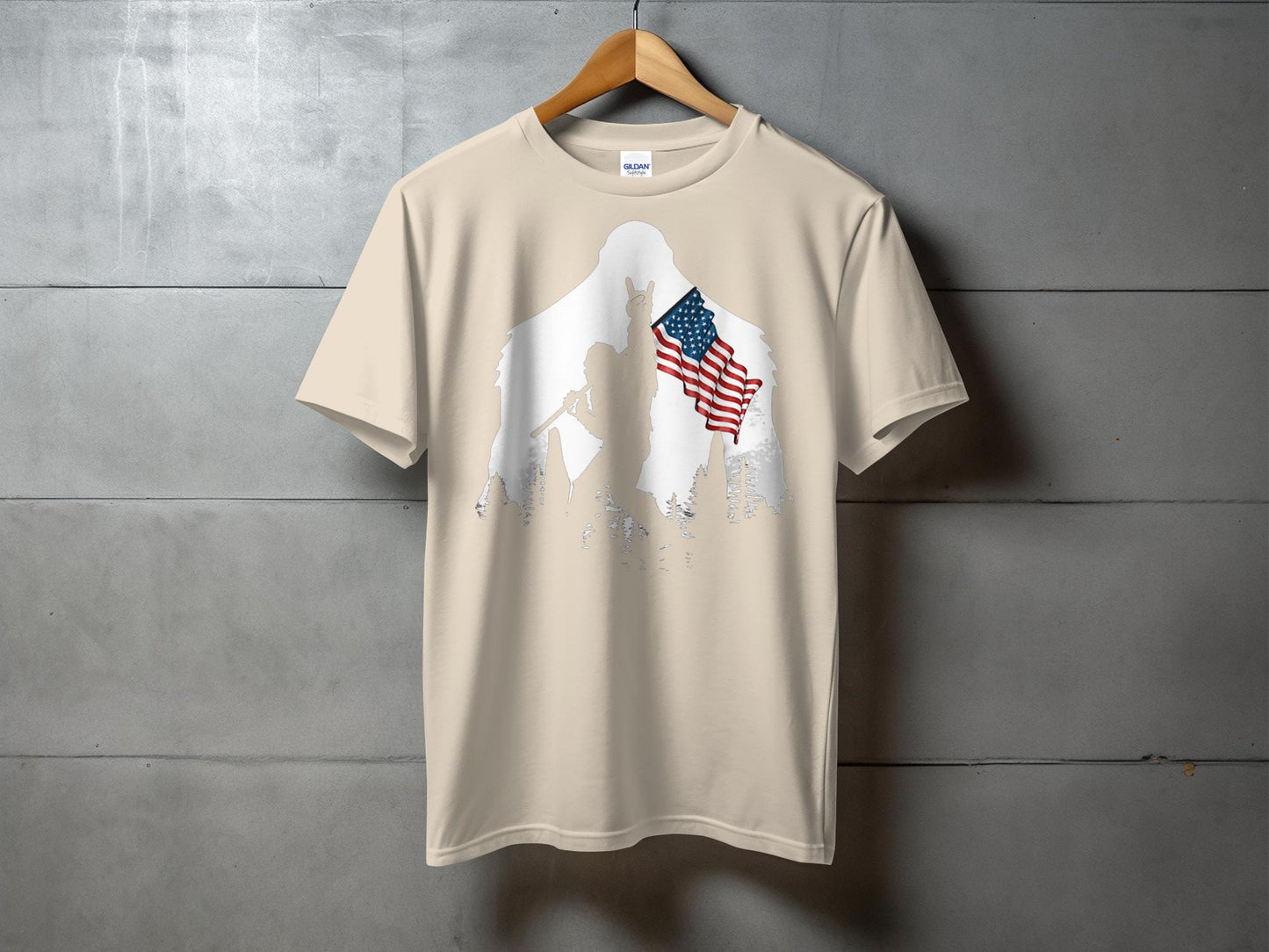 Patriotic Soldier with American Flag Graphic T-Shirt