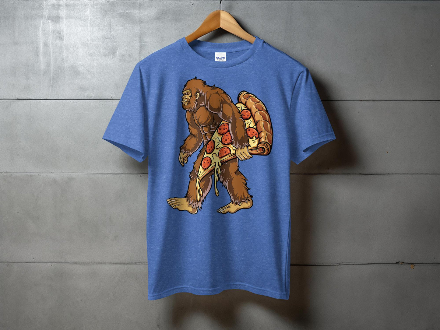 Bigfoot with Pizza Slice Fun Graphic T-Shirt