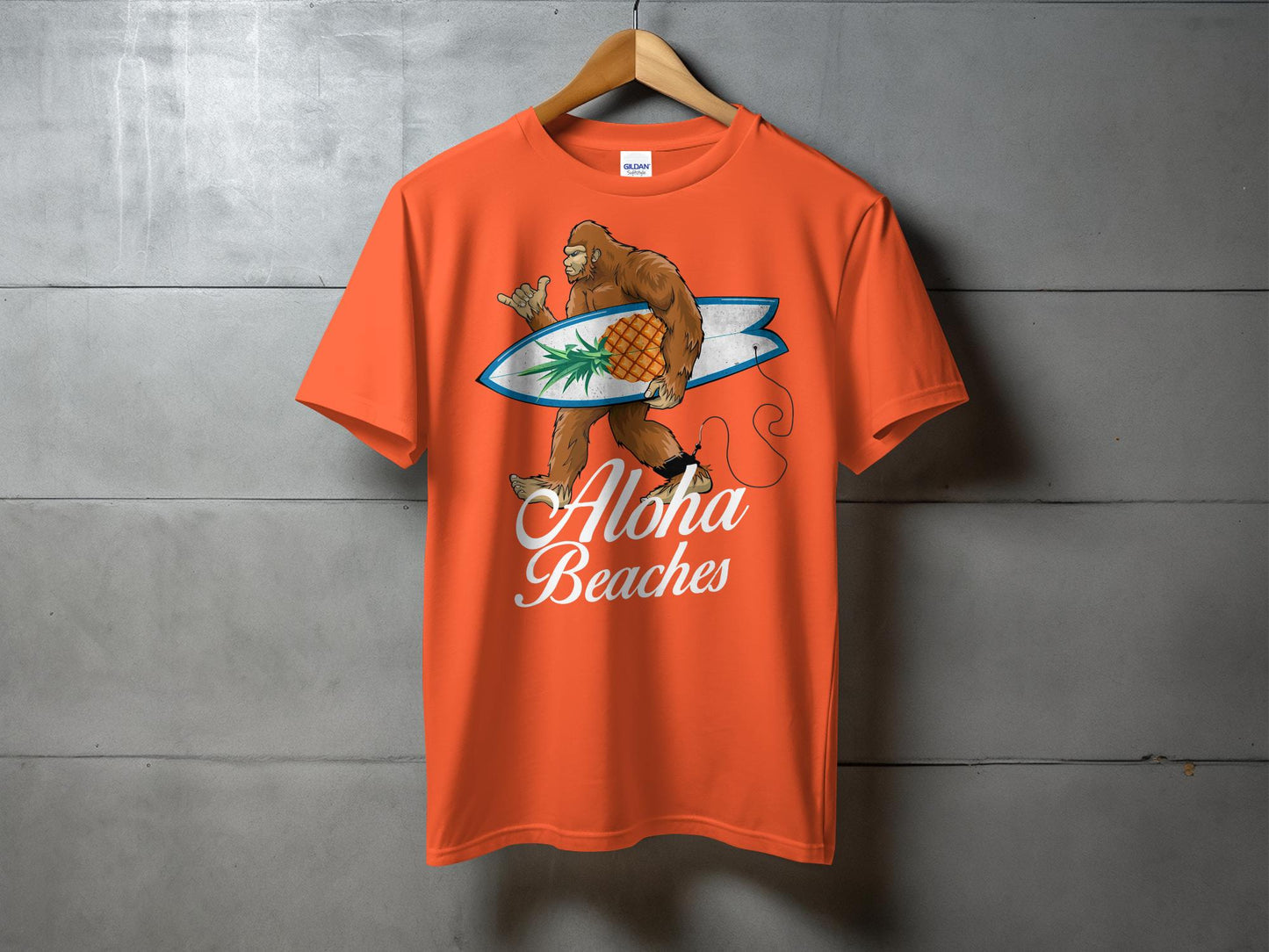 Bigfoot Surfing Aloha Beaches Graphic T-Shirt