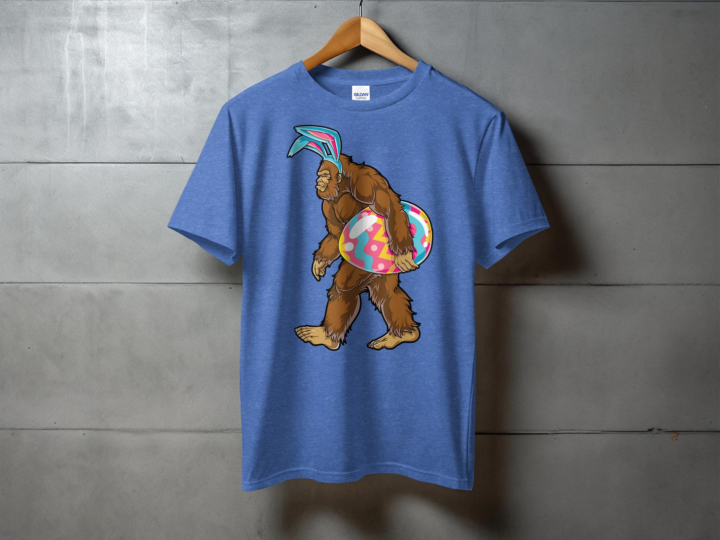 Bigfoot with Bunny Ears and Easter Egg Graphic T-Shirt