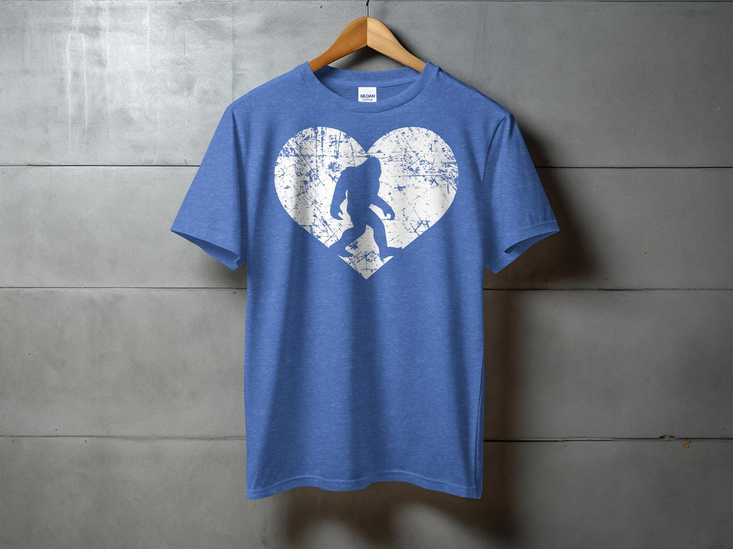 Bigfoot Silhouette Heart Print Unique Graphic T-Shirt