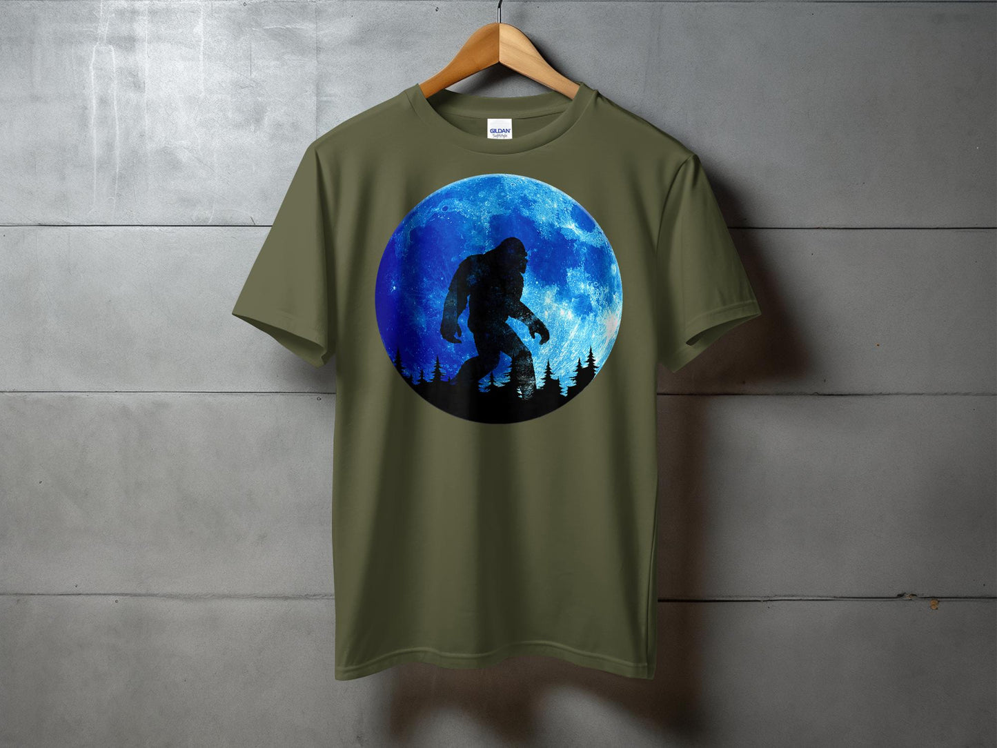 Bigfoot Silhouette Walking Against Full Moon T-Shirt