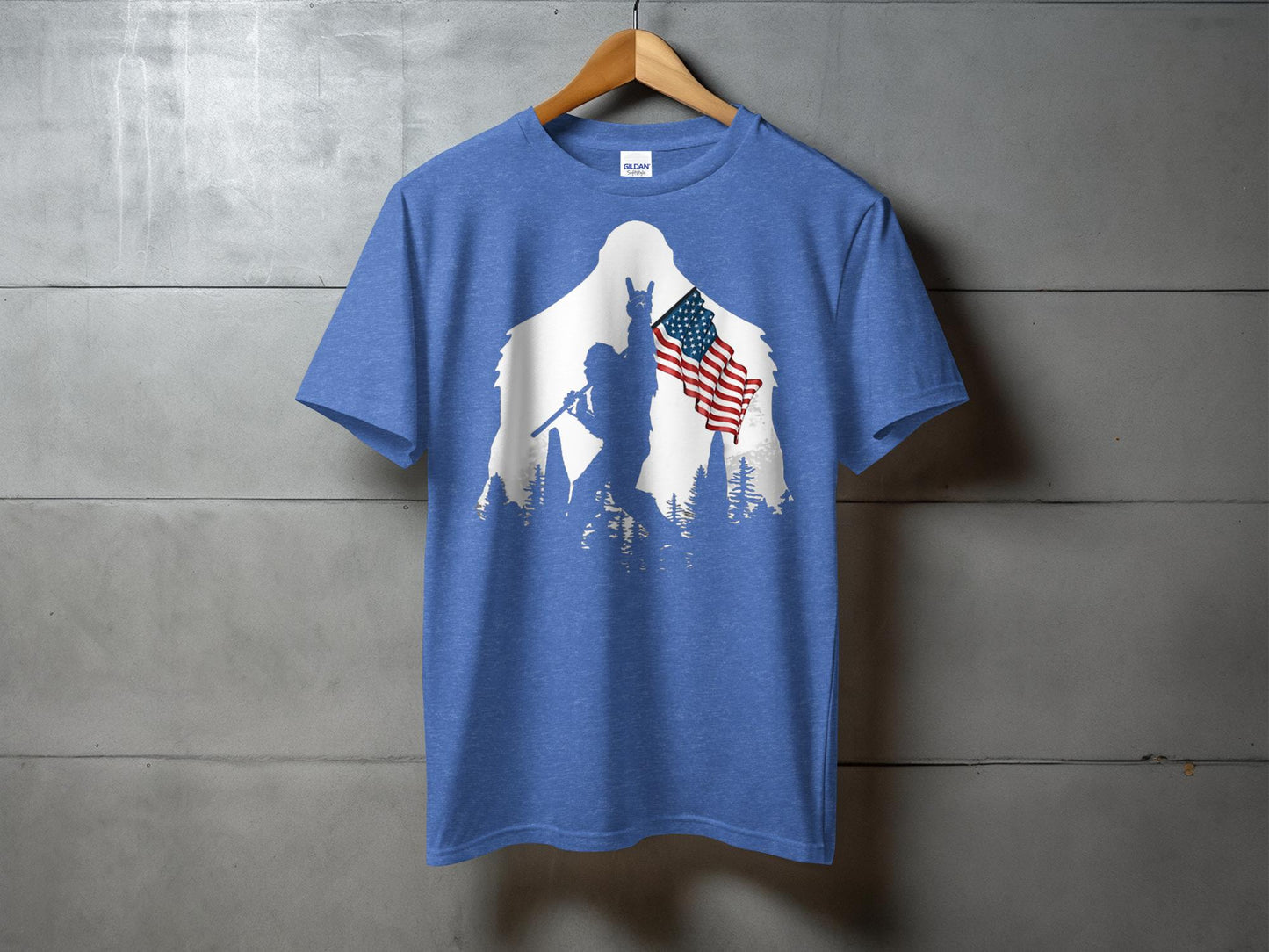 Patriotic Soldier with American Flag Graphic T-Shirt