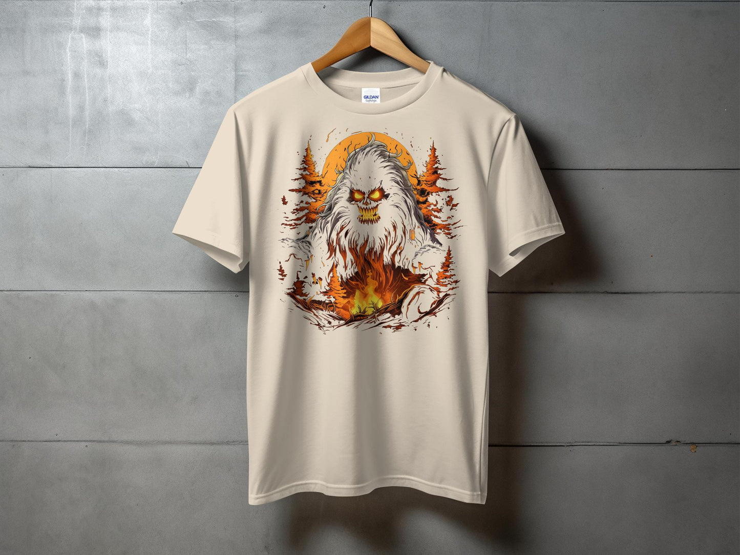 Bigfoot T-Shirt, Bigfoot Graphic Tee, Scary Bigfoot Shirt, Yeti Monster T-Shirt, Horror Style Bigfoot Top, Campfire Yeti Tee, Halloween