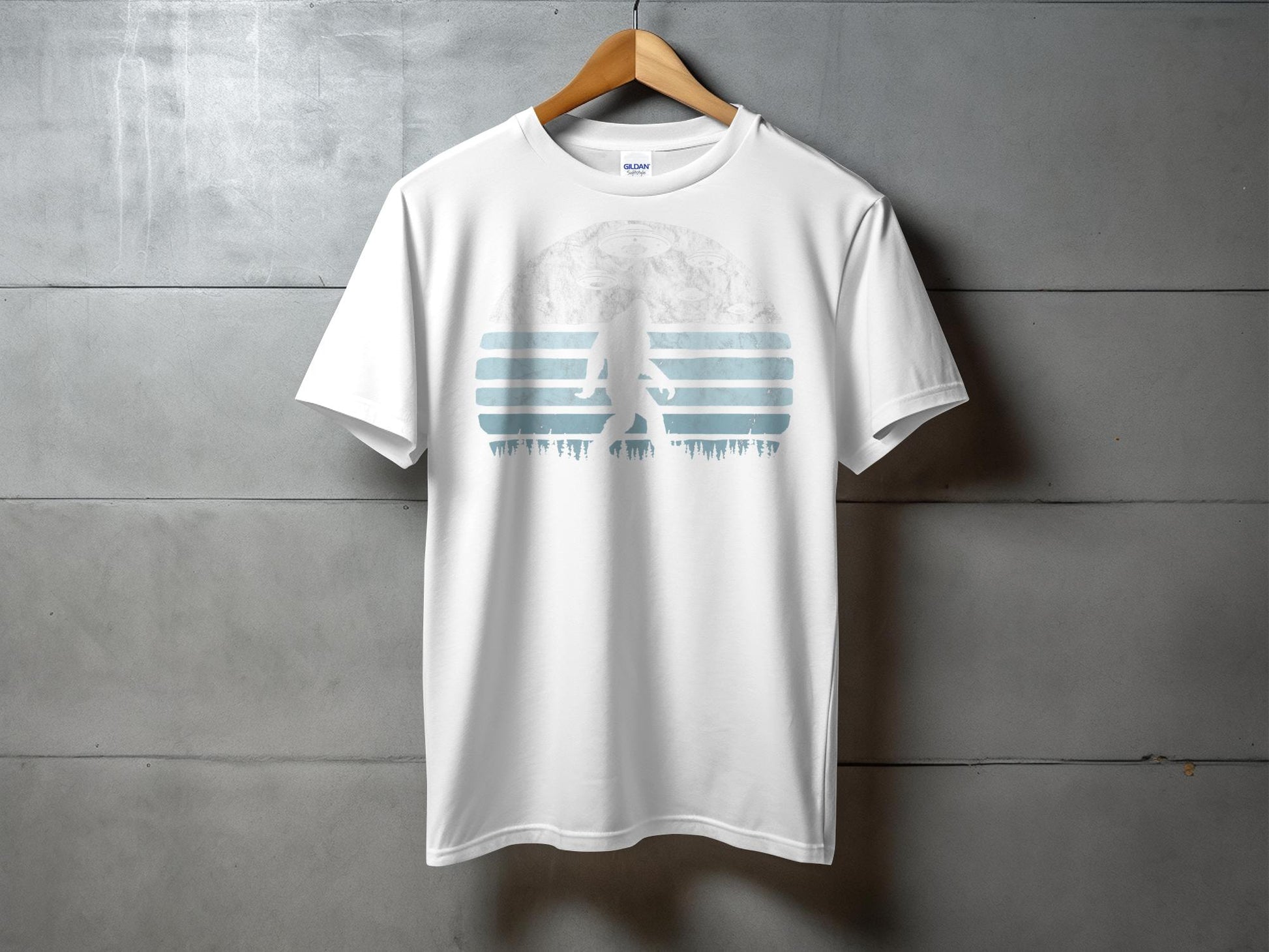 Bigfoot and UFOs Retro Style Graphic T-Shirt