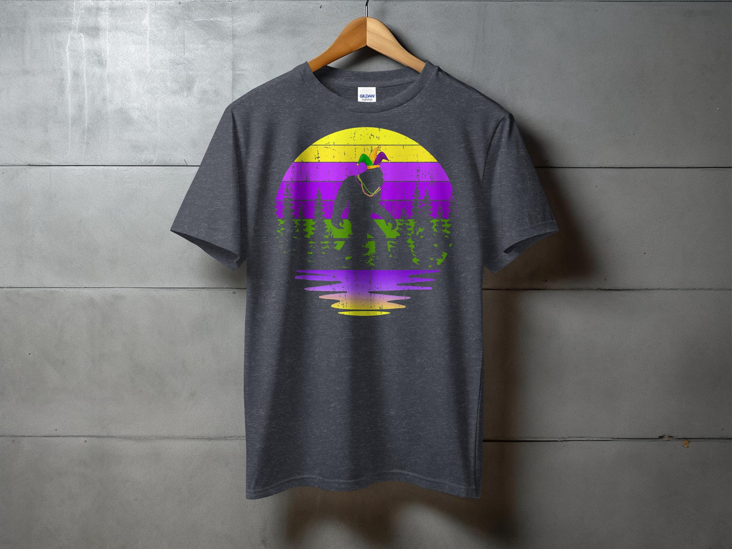 Bigfoot Mardi Gras Festival Themed Graphic T-Shirt