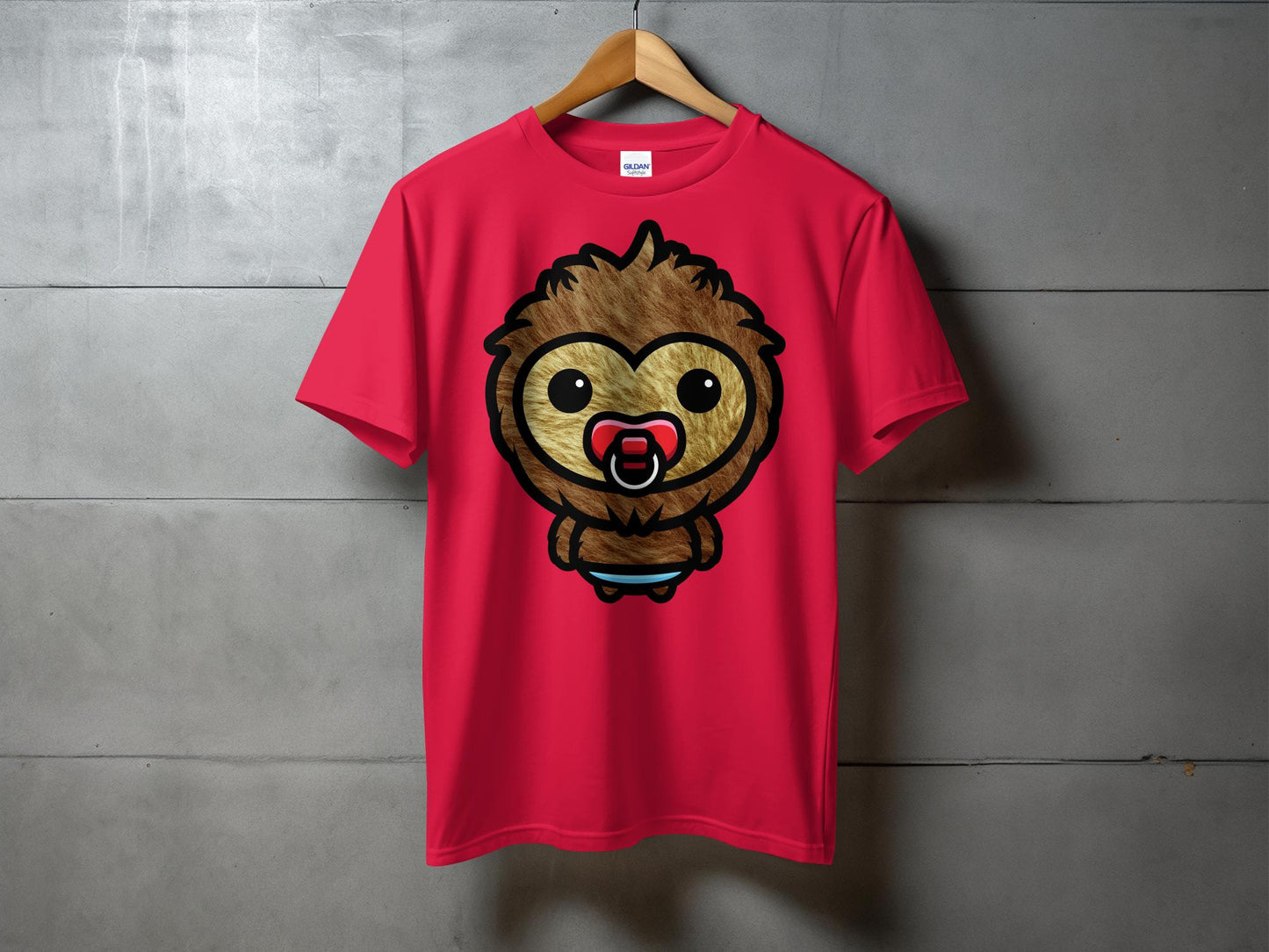 Cute Baby Bigfoot with Red Pacifier T-Shirt