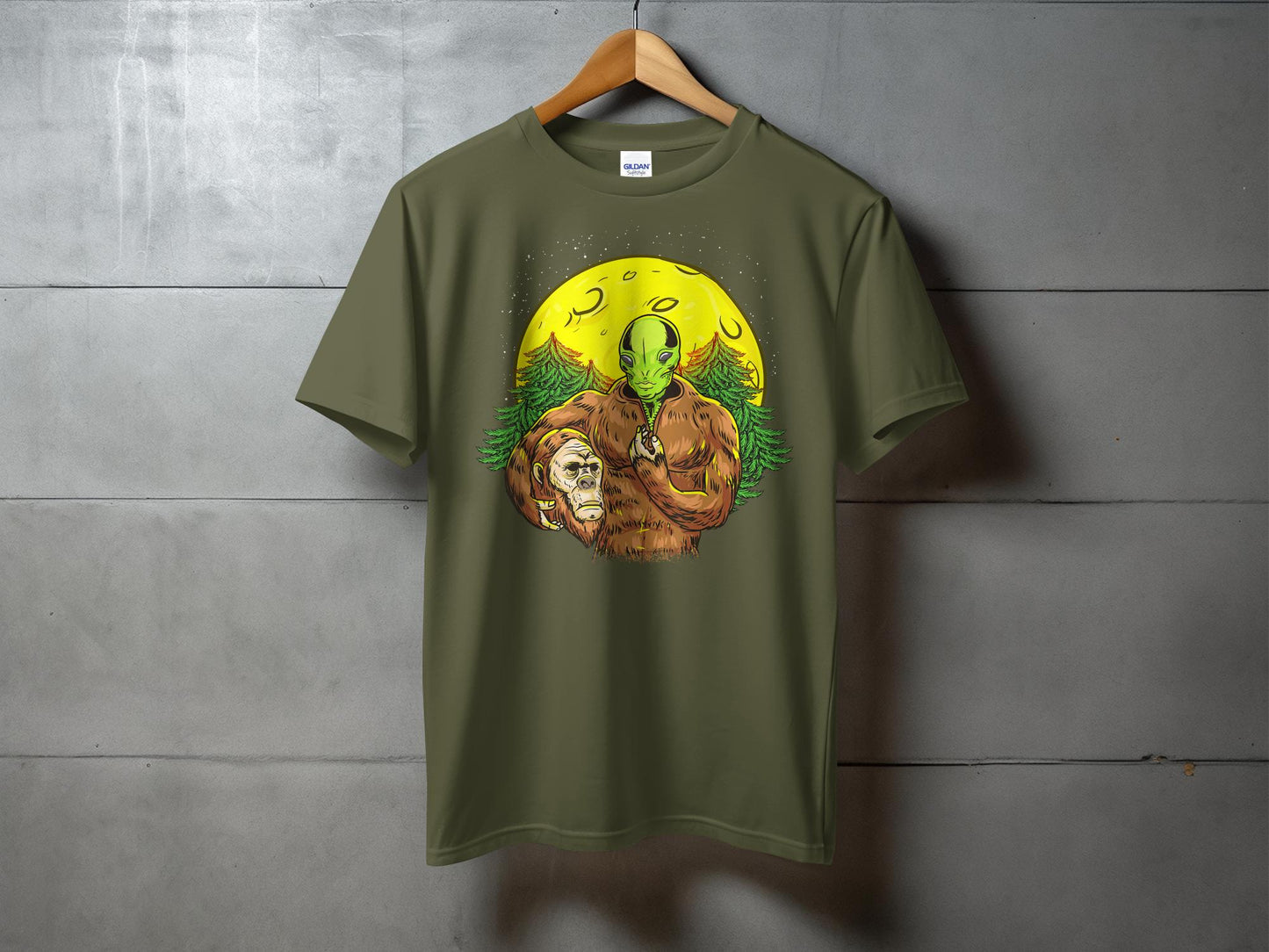 Alien Bigfoot Moon Shirt