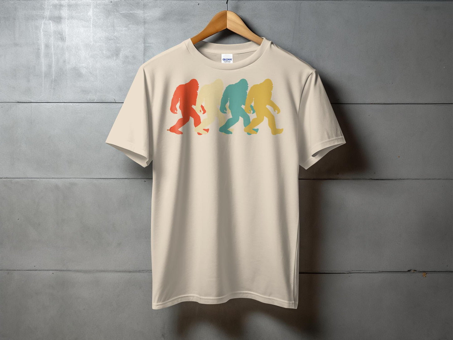 Bigfoot Colorful Silhouettes Design Graphic T-Shirt