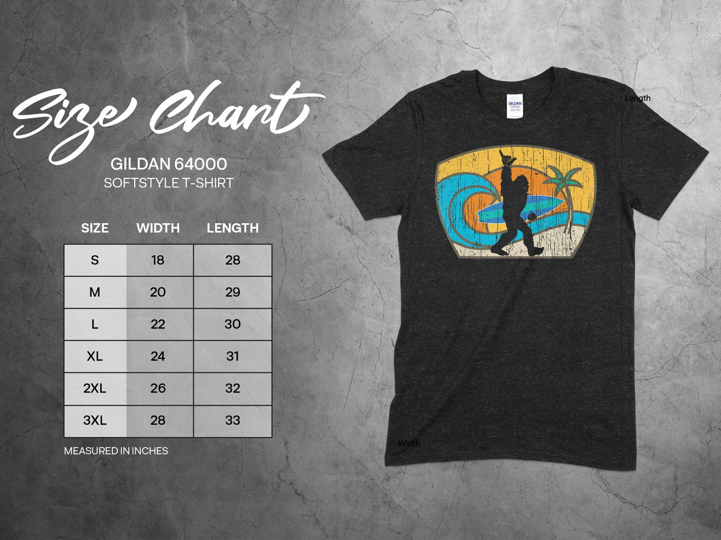 Vintage Surfing Sasquatch Retro Beach Graphic T-Shirt