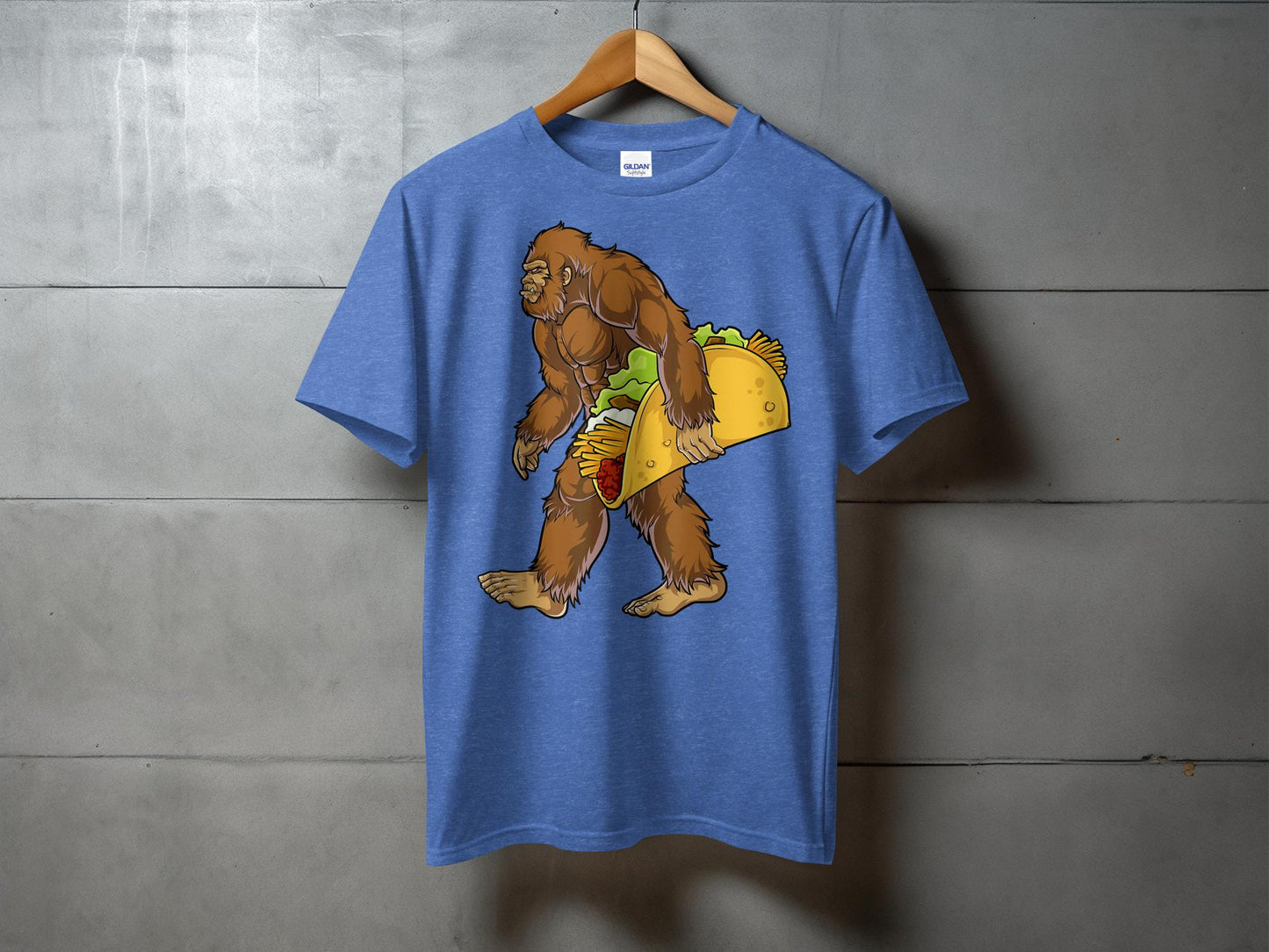 Funny Bigfoot Holding Giant Taco Graphic T-Shirt