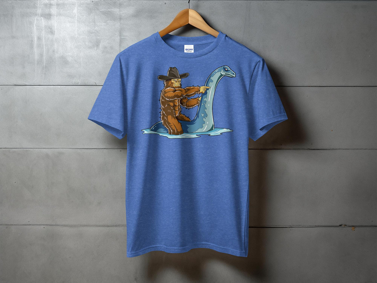 Bigfoot Riding Loch Ness Monster Quirky T-Shirt