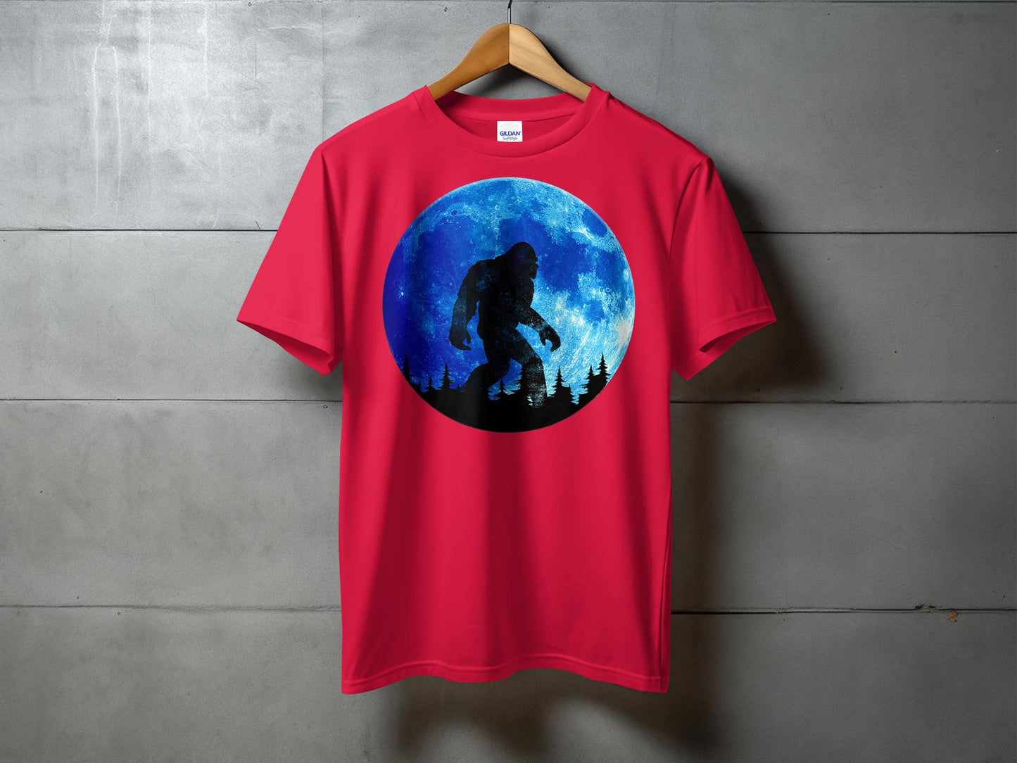 Bigfoot Silhouette Walking Against Full Moon T-Shirt