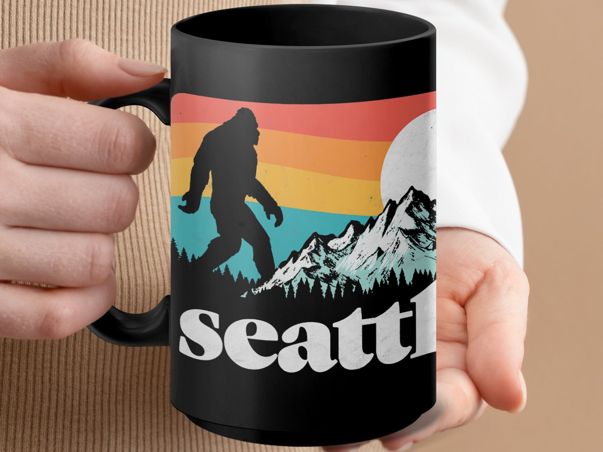 Seattle Bigfoot Coffee Mug - Unique Mount Rainier Design for Adventure Lovers, Gift Idea