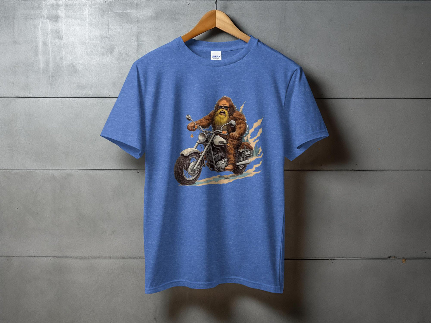 Bigfoot Riding Motorcycle T-Shirt, Funny Sasquatch Biker Tee, Unique Bigfoot Graphic Tee, Cool Bigfoot Shirt, Cryptid Lovers Gift