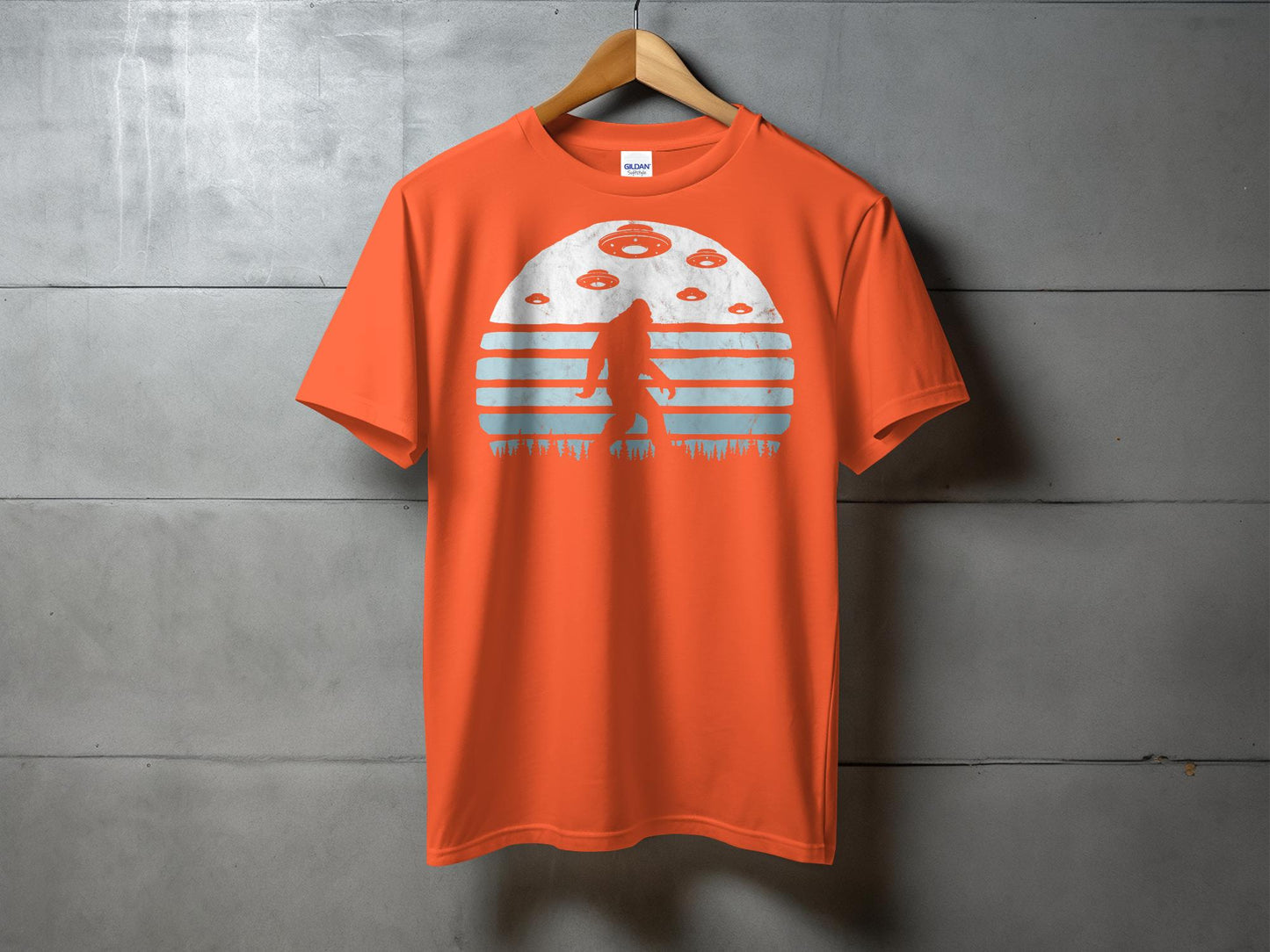 Bigfoot and UFOs Retro Style Graphic T-Shirt