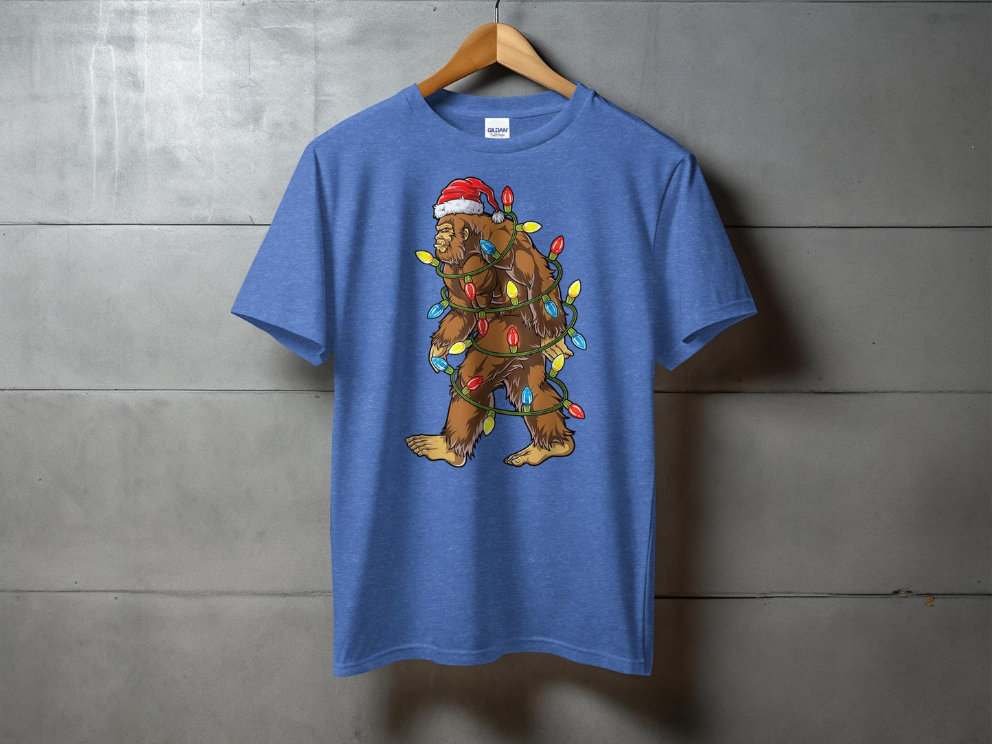 Bigfoot Wrapped in Christmas Lights Novelty T-Shirt