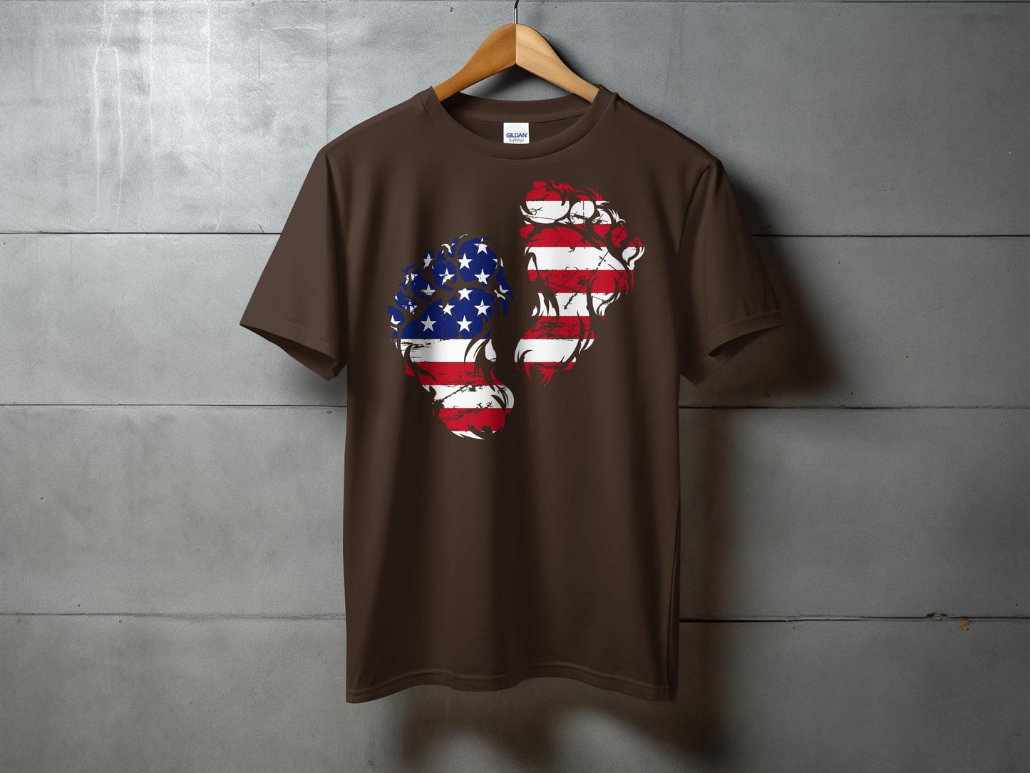 Bigfoot American Flag Footprints Shirt, Patriotic Bigfoot T-Shirt, Sasquatch Americana Tee,